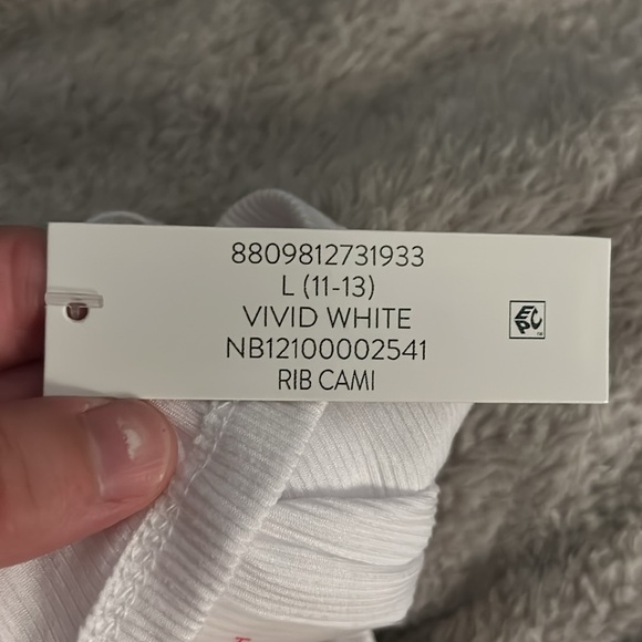 NWT white ribbed cami Large (11-13) - Picture 8 of 8